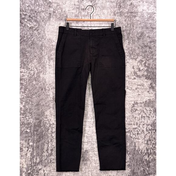 Nili Lotan Pants 6 Womens Jenna Cotton Crop Military Fatigue Utility Black - Picture 1 of 6